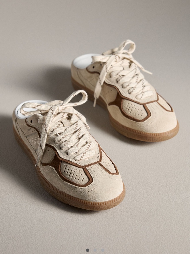 Alohas Cream Suede Sneakers With Brown Trim